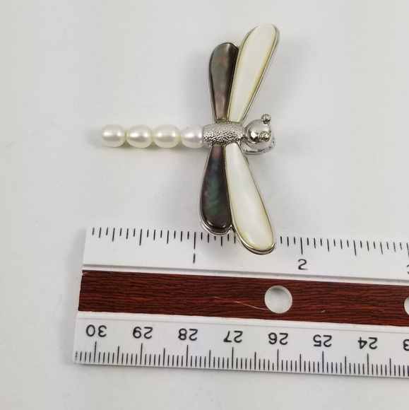 Sterling Mother of Pearl Dragonfly Pin/Pendant - Picture 7 of 8